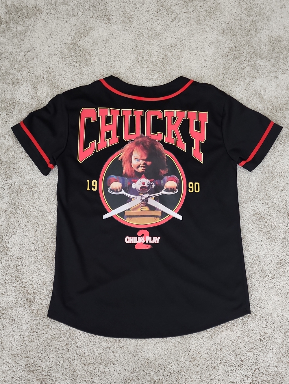 Chucky Child's Play Graphic Black & Red Jersey
